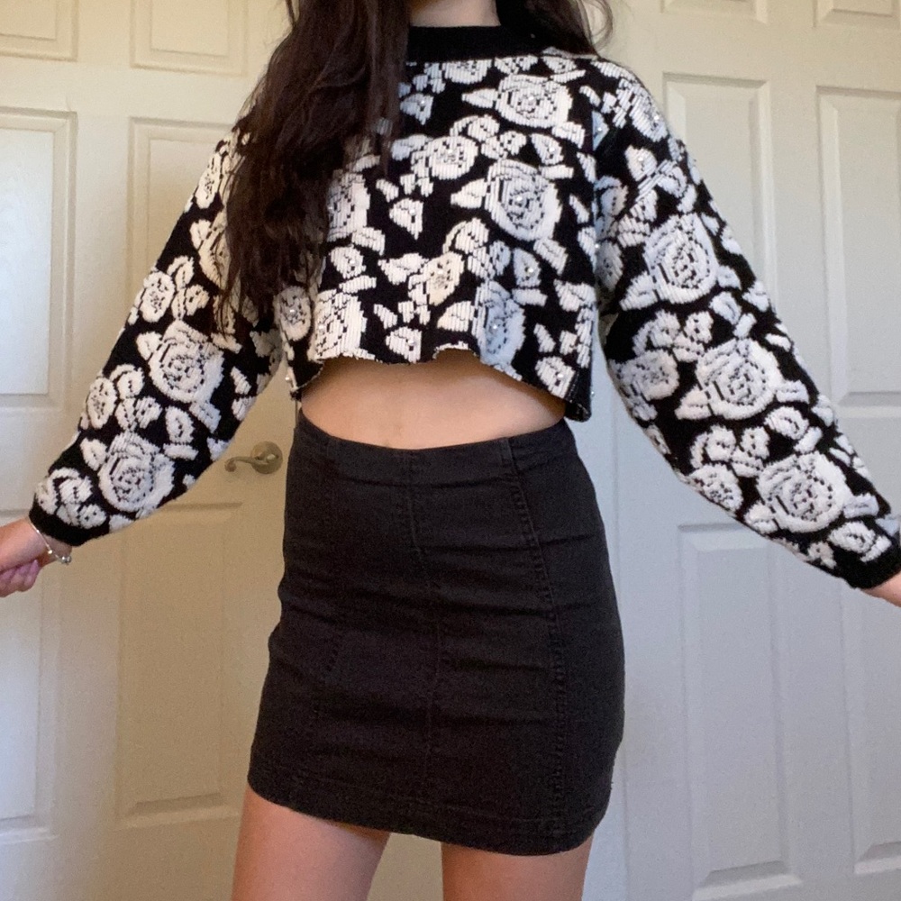 Free people black jean skirt